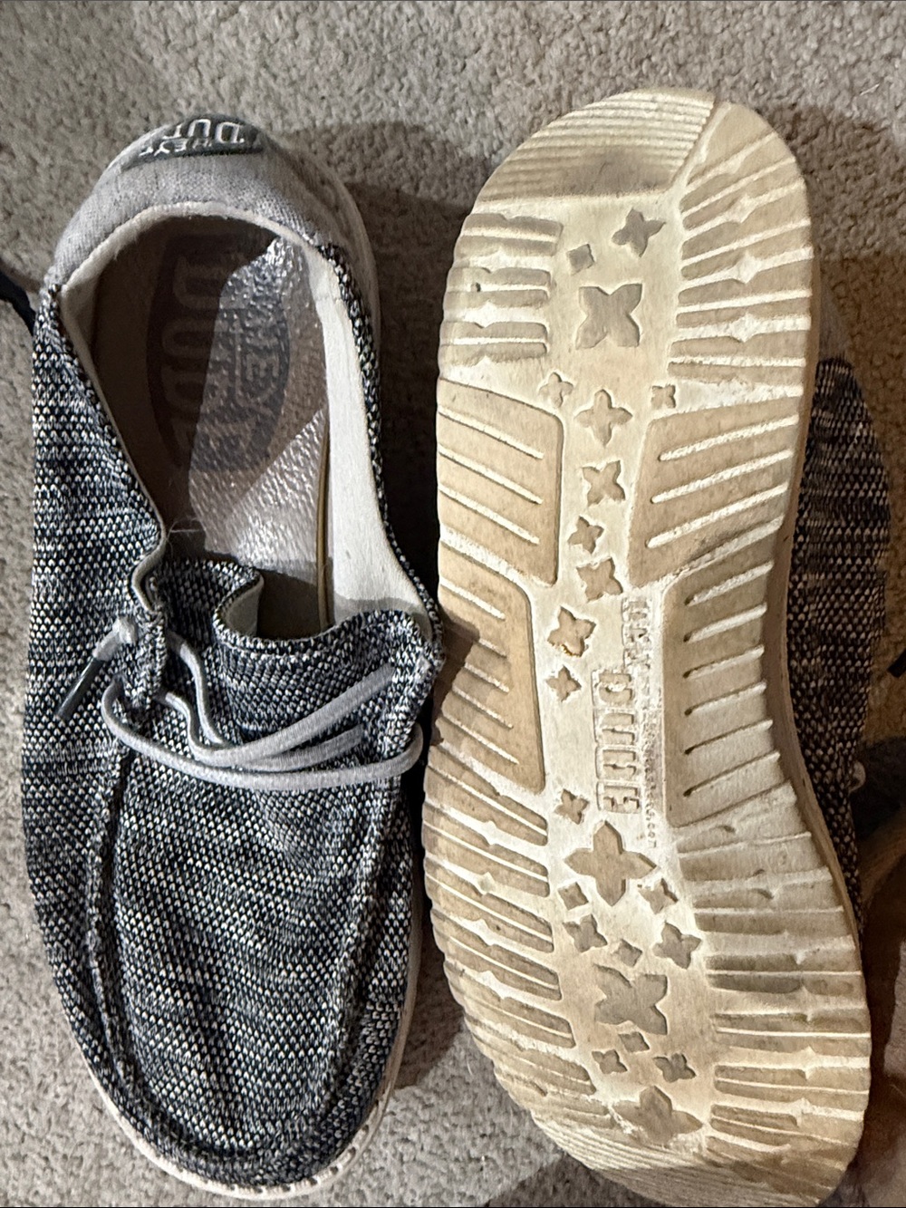 Hey Dude Gray and Black Knit Kids Slip-On Sneakers